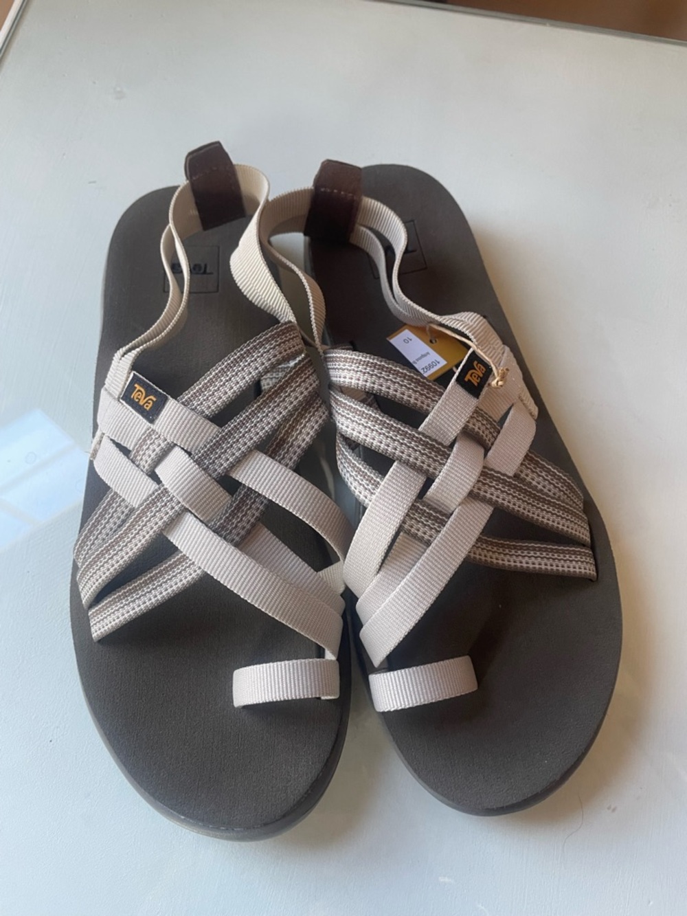 Teva Gray and White Woven Strap Sandals